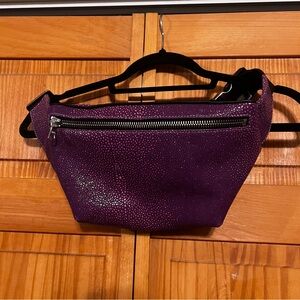 Leather Purple Pebbled Embossed Belt Fanny Bag High Quality Saint Paul Sling